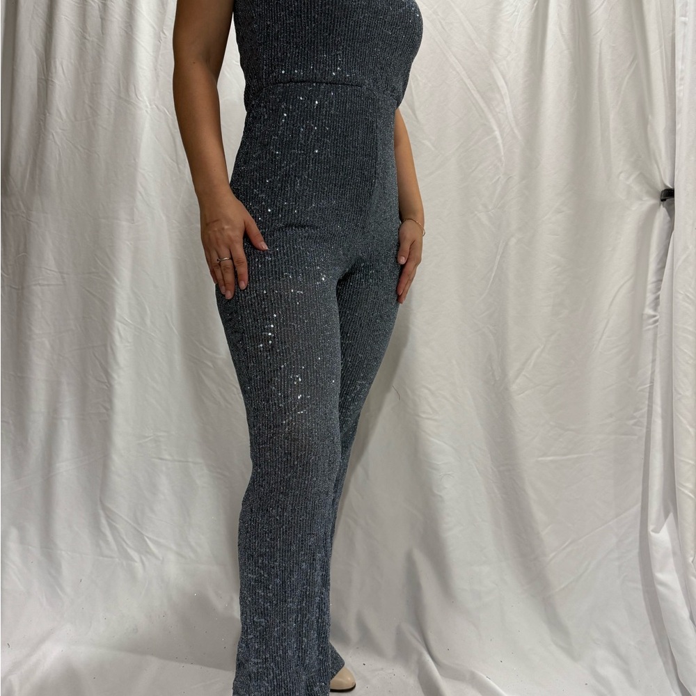 Wild Fable Silver Sequin Strapless Jumpsuit Size S – Party / Holiday Outfit NWT